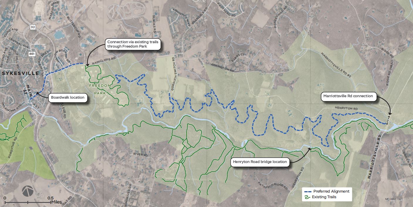 PRG Sykesville to McKeldin Map