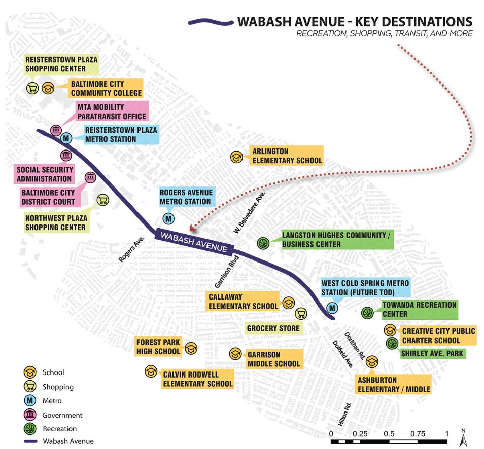 Image is of the area considered for the Wabash Avenue Multimodal Study